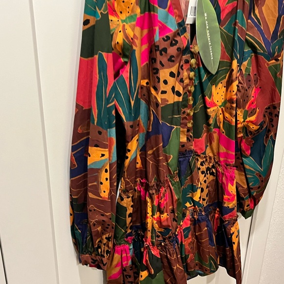 FARM Rio NWT AUTHENTIC BROWN PRINTED LEOPARD TROPICAL LONG SLEEVES DRESS - Picture 13 of 16
